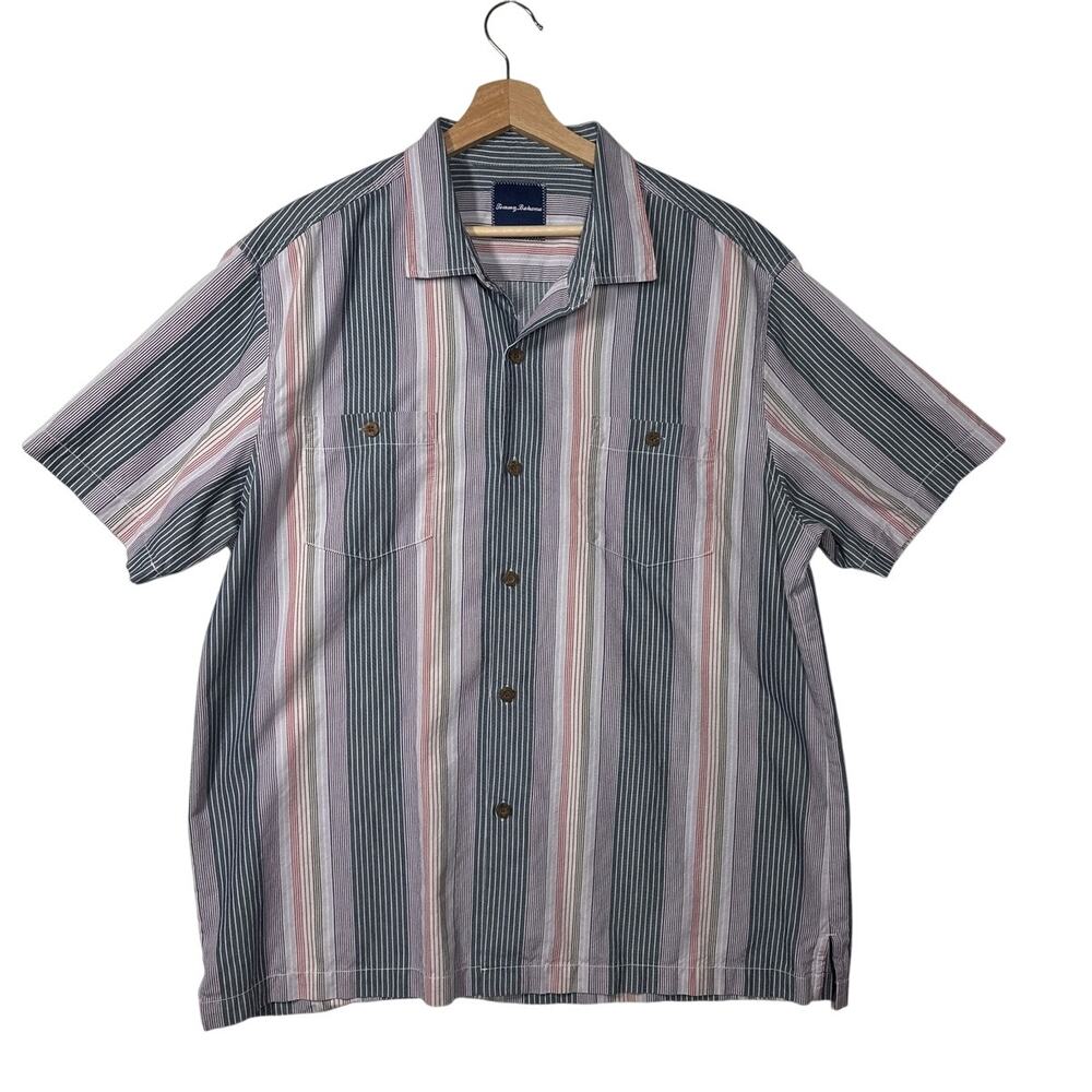 Tommy Bahama Island Zone Silk Blend Short Sleeve Button Up Casual Shirt Sz XL